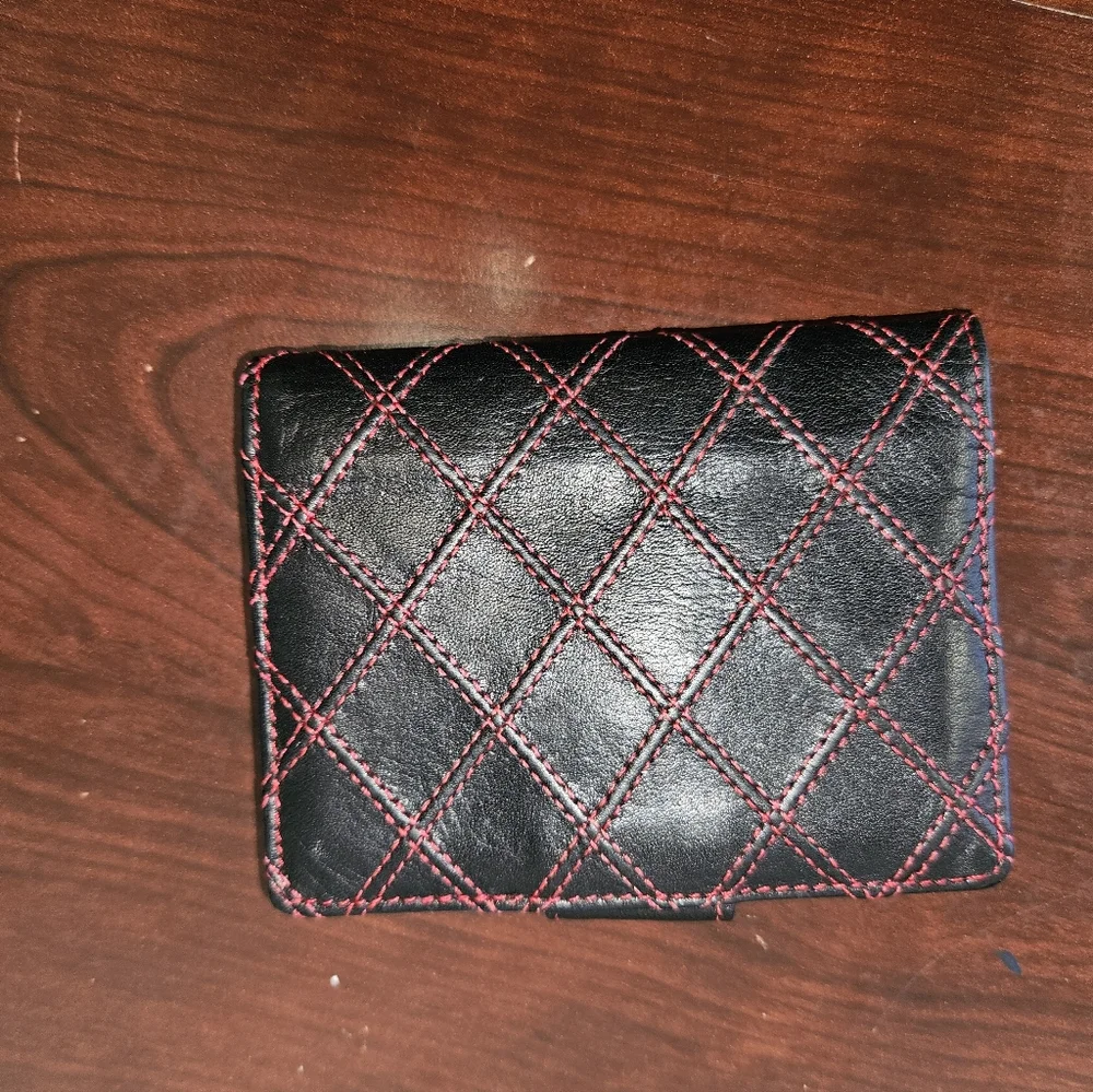 Christian Dior Black and Red Quilted Wallet